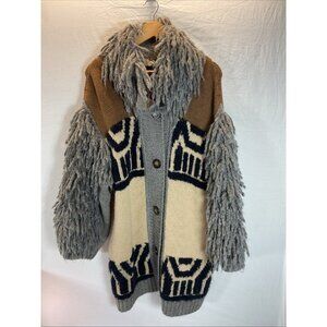 Stella McCartney southwest Wool Knit Shaggy duster Cardigan Sweater Gray Size 44